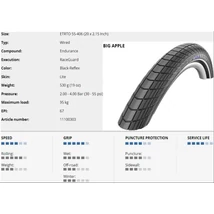 KÜLSŐ 20x2.15(55-406) BIG APPLE PERF HS430 RG ADX REF 530g{25/7}