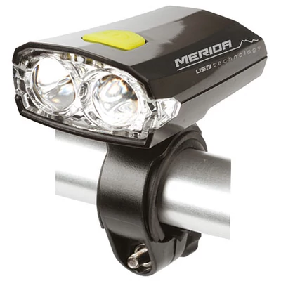 Lámpa MERIDA első, 2 LED, fekete 3 funkció, USB, akku - HL-MD025