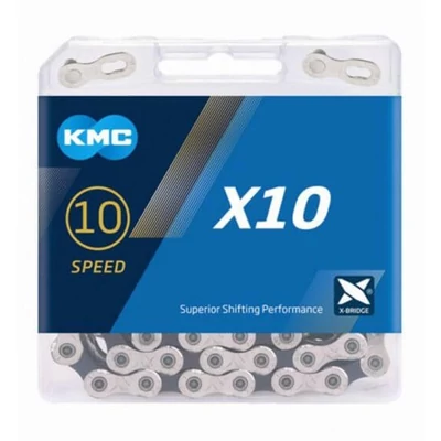 Lánc KMC X10 1/2x1/128 114L ezüst/fekete