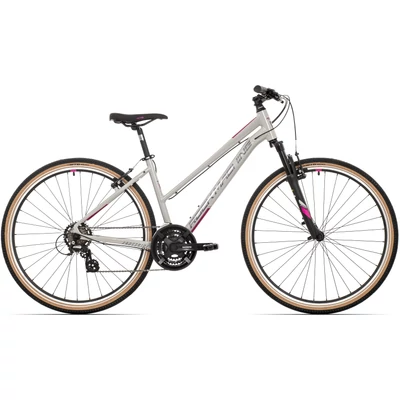Rock Machine Crossride 100 Lady cross kerékpár [17" (M), fényes világosszürke/szürke/pink]
