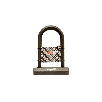 Zár u-lakat kulcsos 14 x 186 x 260 mm szilikonos - csepel fekete