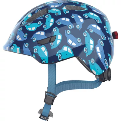 ABUS kerékpáros gyerek sisak Smiley 3.0 LED, In-Mold, blue car, M (50-55 cm)
